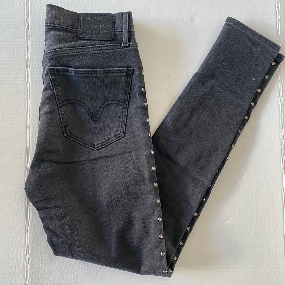 LEVIS Black Studded Skinny Jeans